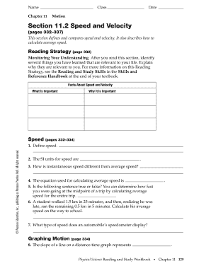 11 2 Speed and Velocity Answers  Form