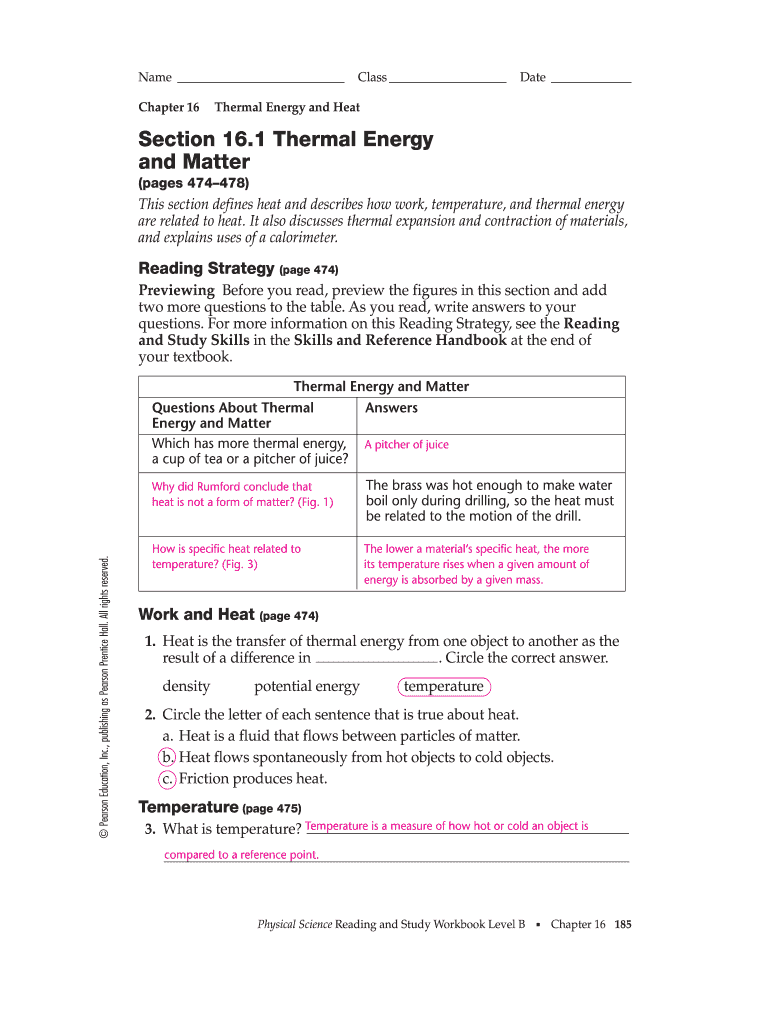 Section 16 1 Thermal Energy and Matter  Form