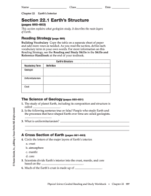 Section 22 1 Earth&#039;s Structure Answer Key  Form