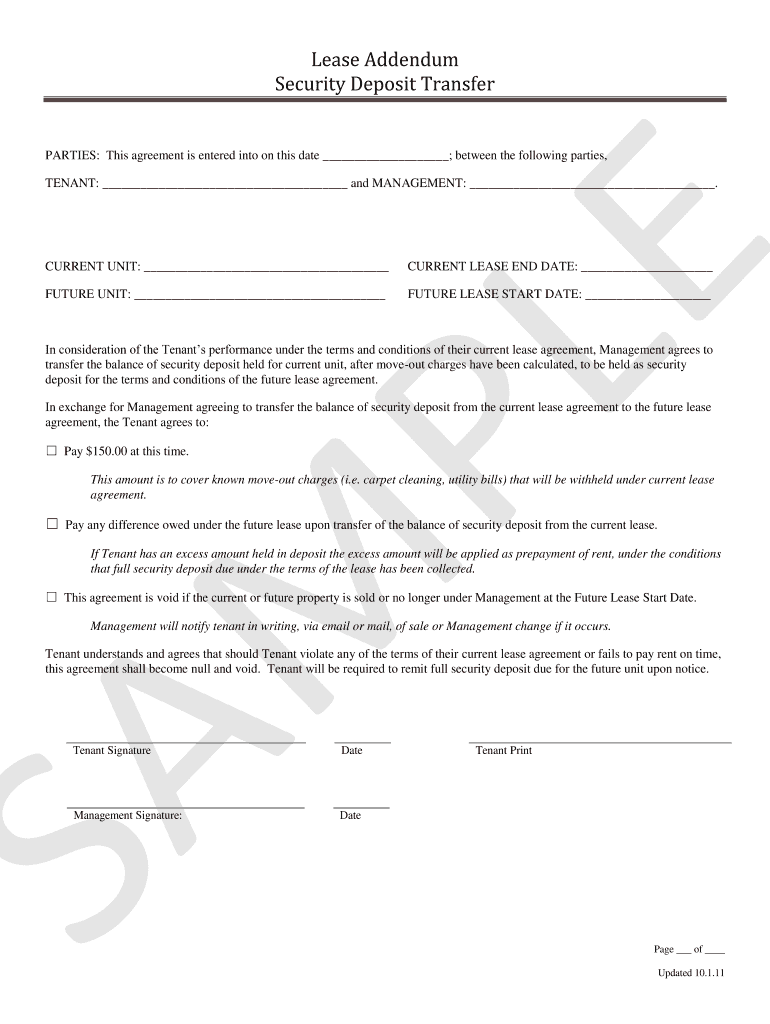 Security Deposit Transfer Agreement  Form