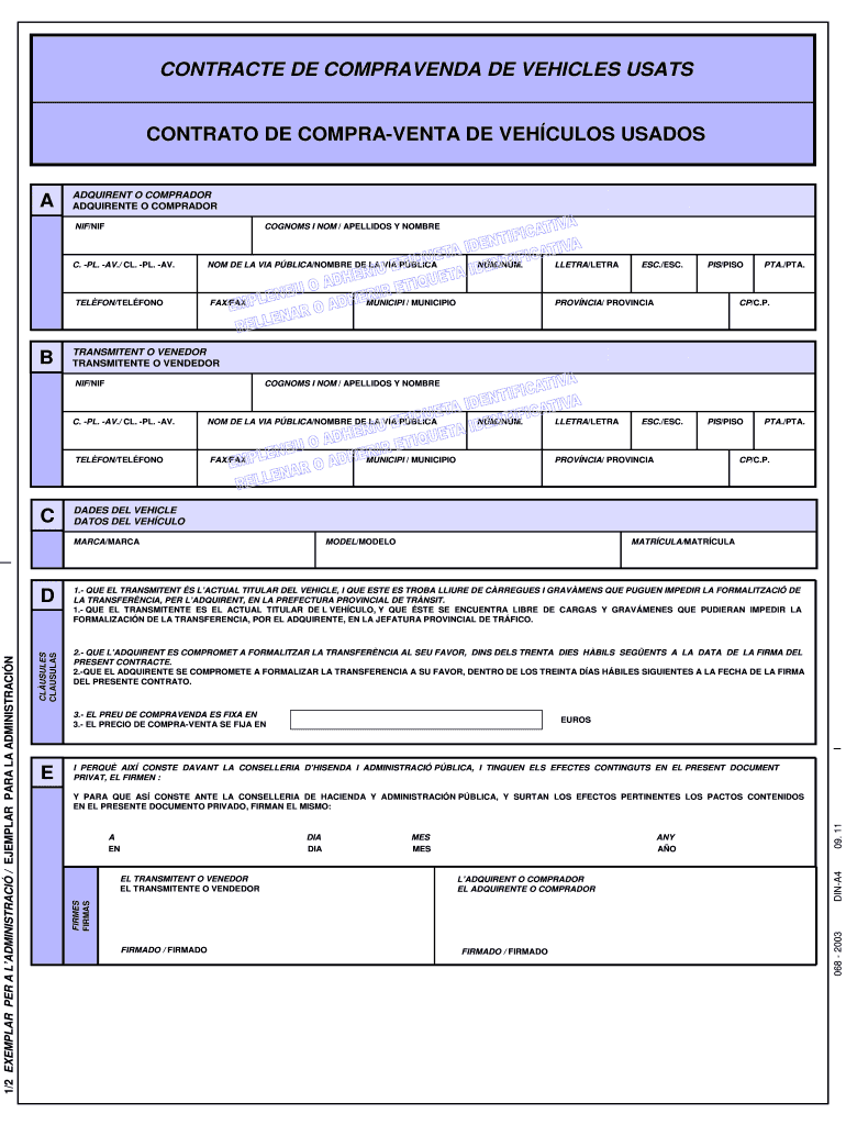 Contrato Compraventa Veh Culos Gva  Form