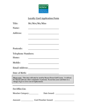Loyalty Card Application Form