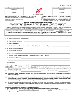 CONTRAT DE TRAVAIL POUR TRAVAILLEUR ETRANGER Emploi Wallonie  Form