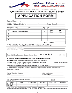 School Bus Form