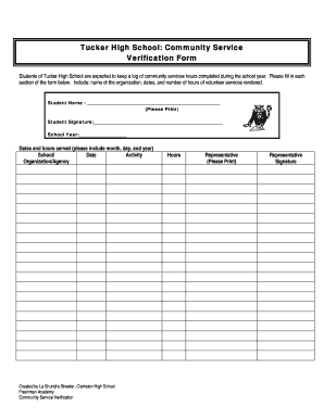 Community Service Verification Form DeKalb County Schools