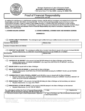MLCC Proof of Financial Responsibility Form LC 95 Michigan