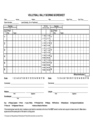 High School Volleyball Score Sheet PDF  Form