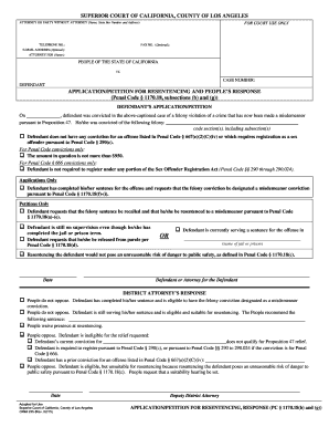 Applicationpetition For Resentencing And People 39 S Response Fill Out And Sign Printable Pdf Template Signnow