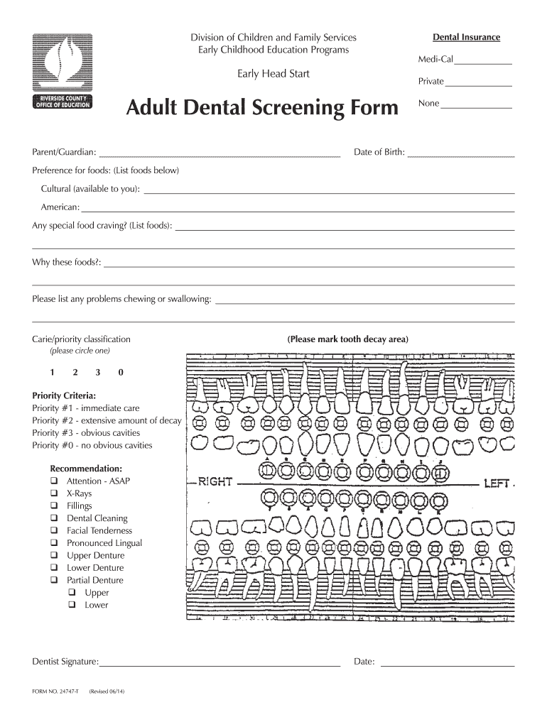 Printable Dental Examination 20142024 Form Fill Out and Sign