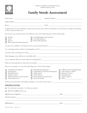 Family Needs Assessment Template  Form
