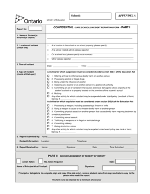 CONFIDENTIAL SAFE SCHOOLS INCIDENT REPORTING FORM PART I Alx Hdsb