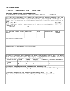 Confidential Financial Statement PDF the Graduate School NIU Grad Niu  Form