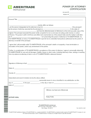 Td Ameritrade Power of Attorney  Form