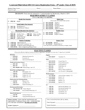 Lynnwood High School 16 Course Registration Form 9th Edmonds Wednet