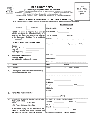 Kle University Convocation  Form