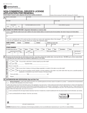  PennDOT Non Commercial Driver&#039;s License Application for Renewal 2023-2024