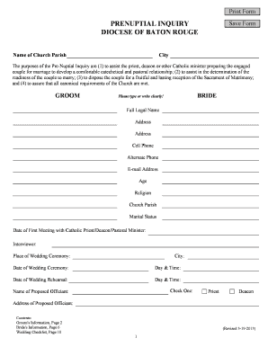 Pre Nuptial Enquiry Form PDF