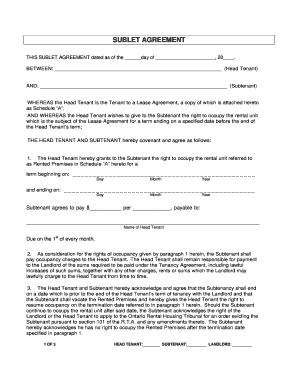 Uwaterloo Sublet Agreement  Form