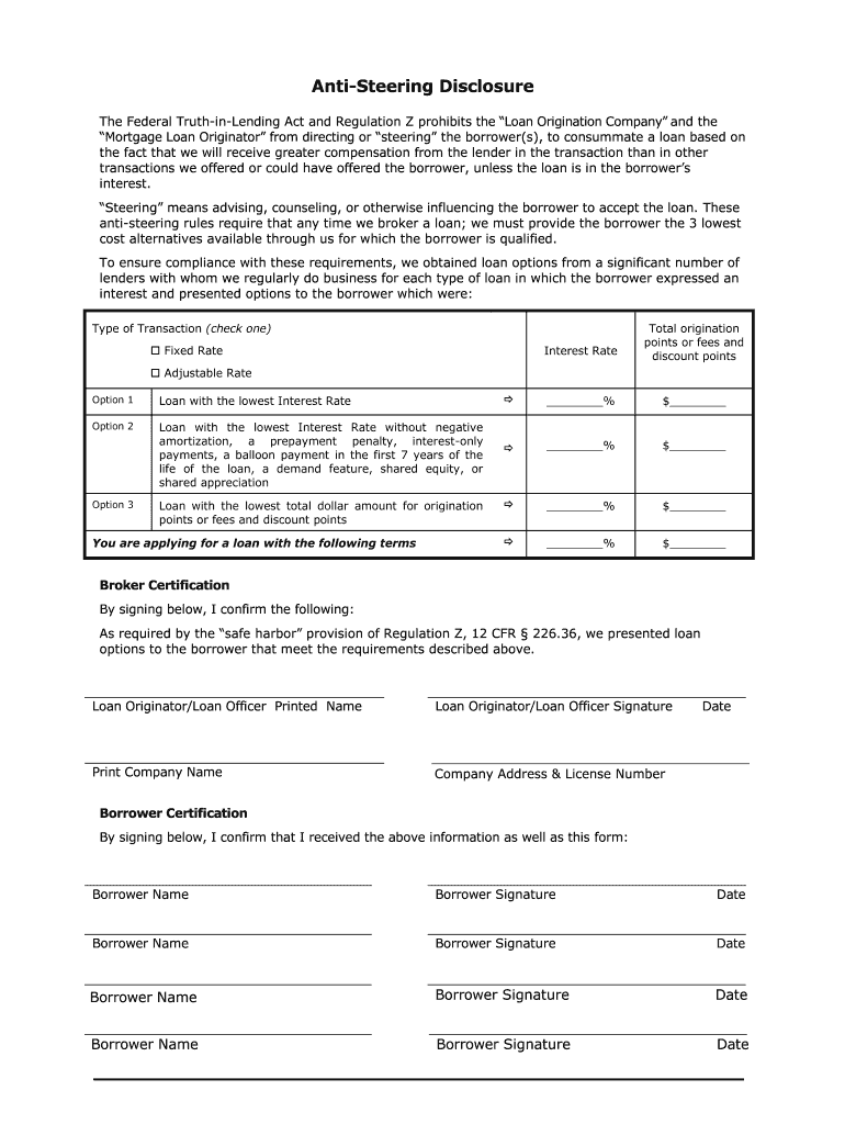 Anti Steering  Form