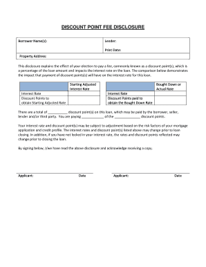 Discount Point Fee Disclosure Requirements  Form