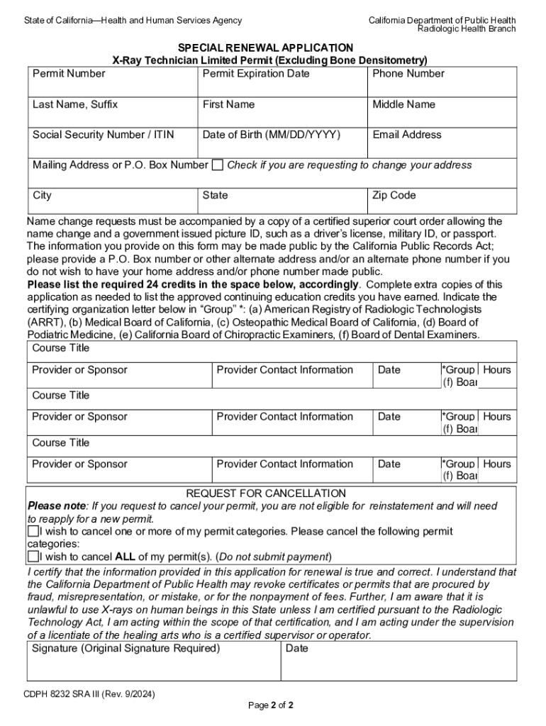 Special Renewal Application PDF Form 2024-2025