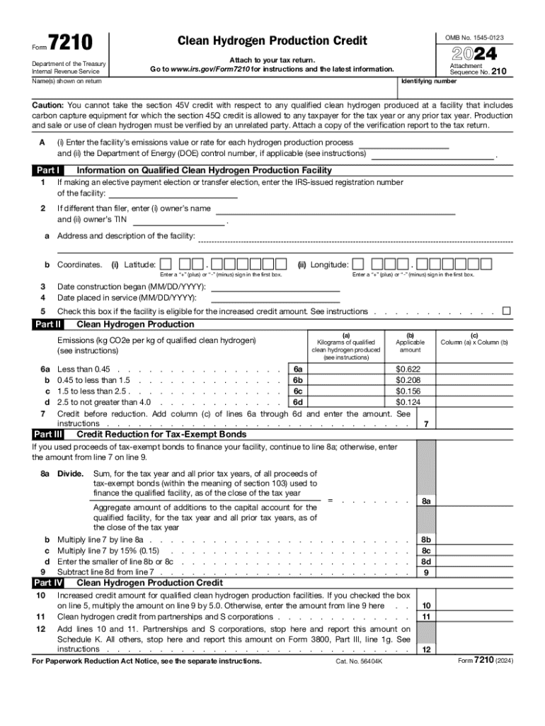 Clean Hydrogen Production CreditInternal Revenue Service  Form