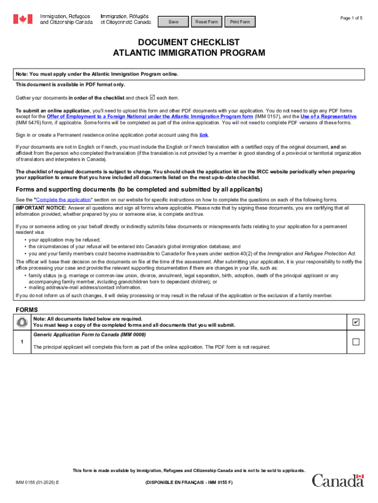 Atlantic Immigration Program Document Checklist  Form