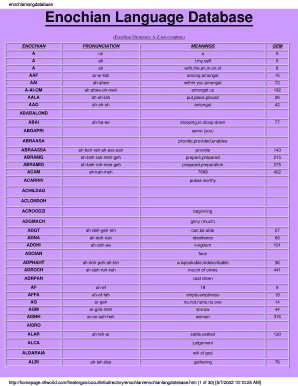 Enochian Dictionary PDF  Form