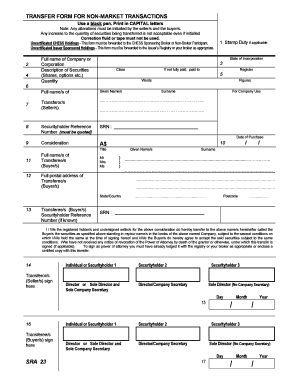 SRA Form 23 Transfer Form for Non Market Sraa Asn
