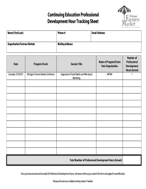 Continuing Education Tracking Form