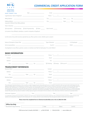 COMMERCIAL CREDIT APPLICATION FORM NVL Laboratories, Inc