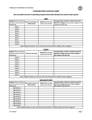 Price Schedule Sample  Form