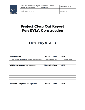 Title Project Close Out Report  Form