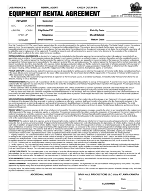 EQUIPMENT RENTAL AGREEMENT ATLANTA CAMERA T  Form