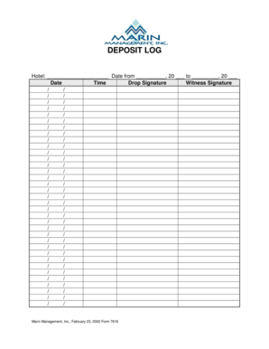 Deposit Log Template  Form