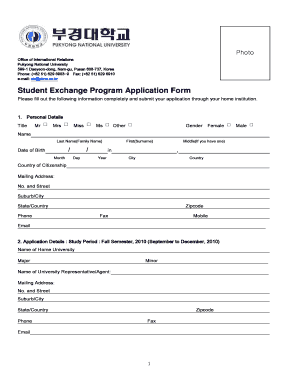 Exchange Program Application  Form