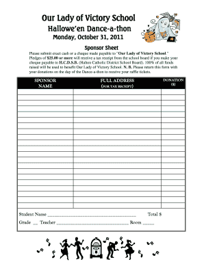 Dance a Thon Pledge Form Template