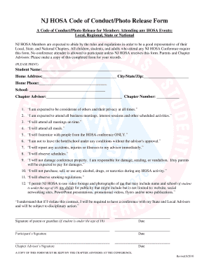 NJ HOSA Code of ConductPhoto Release Form
