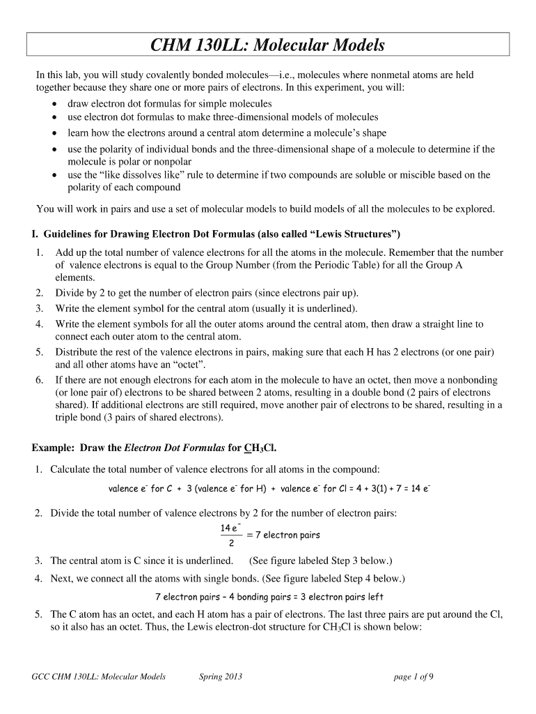  CHM 130LL Molecular Models  GCC  Web Gccaz 2013