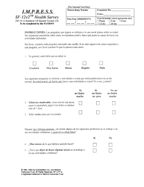 Sf 12 Version 2 PDF  Form
