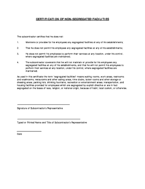 Certification of Non Segregated Facilities RL Rohde General  Form