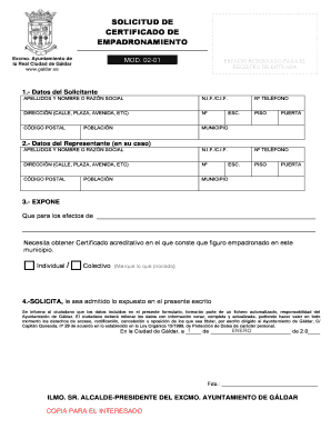 Certificado De Empadronamiento  Form