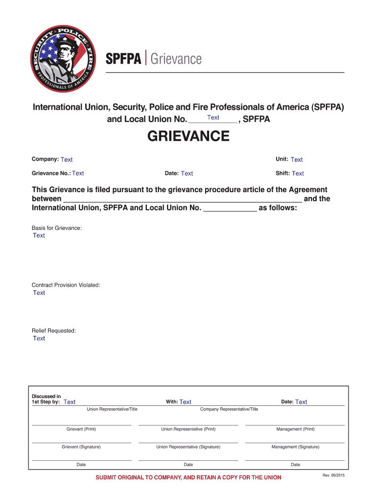 Grievance Application  Form