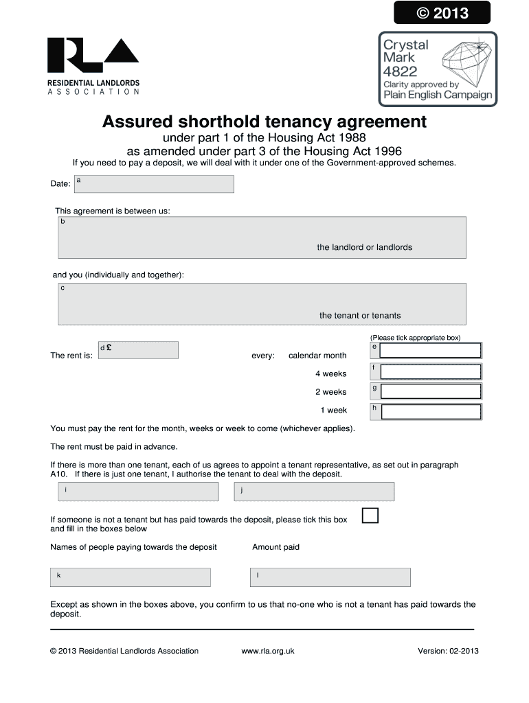 Tenancy Agreement Rla  Form