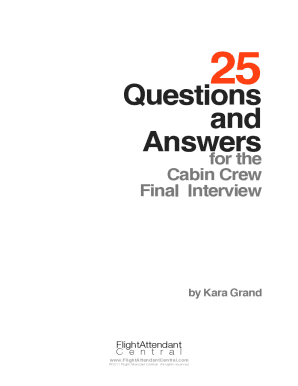 101 Questions and Answers for the Cabin Crew Interview PDF  Form