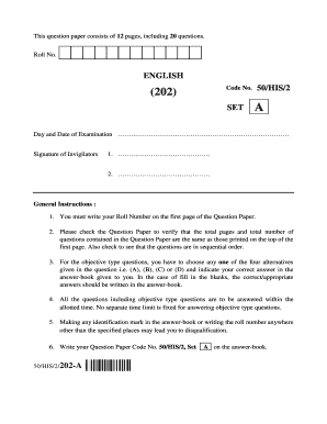 Nios Question Paper  Form