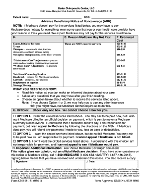 Abn Form Printable for Chiropractor