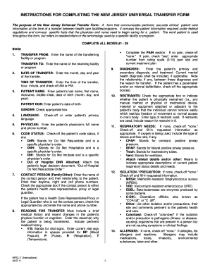 HFEL 7 Instructions for NJ Universal Transfer Form DOC State Nj