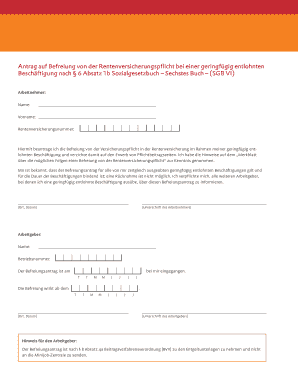 Renten Befreiungsantrag Minijob PDF Form