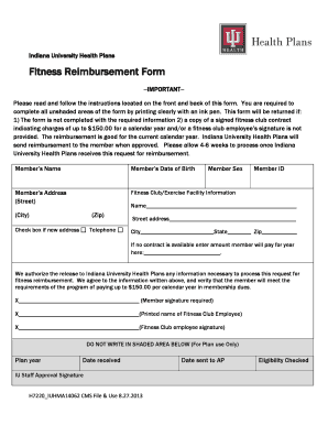 Fitness Reimbursement Form IU Health Iuhealth